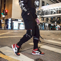 Cool Black Hip Hop Cargo Pants Gothic High Srteet Sweatpants With Pockets Korean High Wast Casual Outwear Pants Men Streetwear