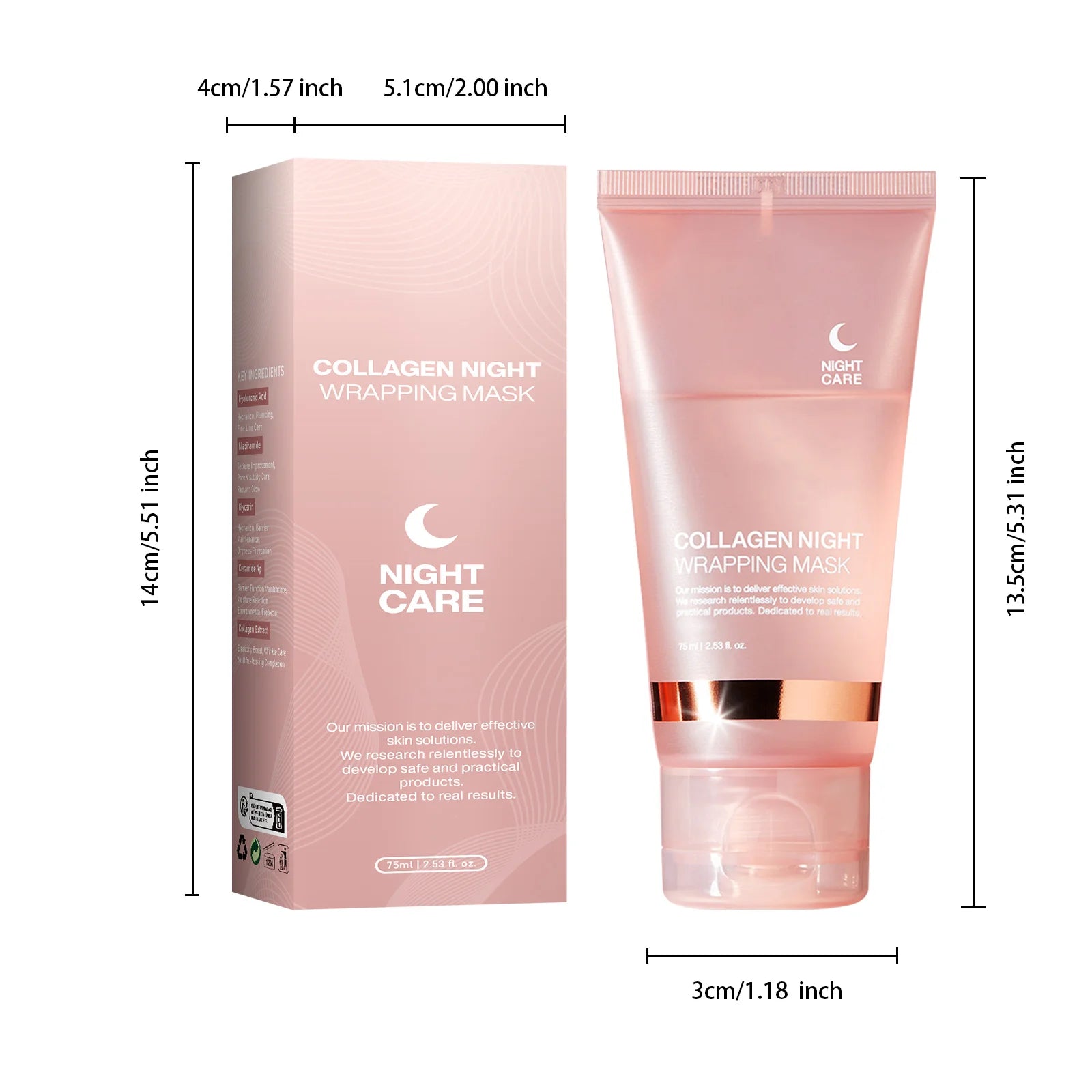 Face Mask Collagen Night Wrapping Mask Elasticity Hydration Reduces Sagging Dullness Hydrolyzed Collagen Skin Care Products 75ml