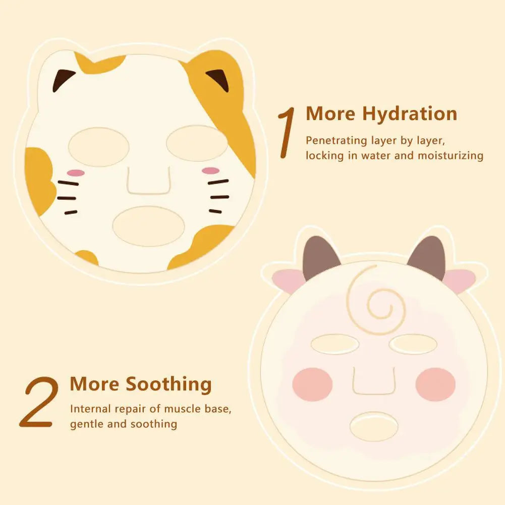 Children's Moisturizing Facial Mask Cute Cartoon Animal Brightening Hydrating Face Mask Smooth Whitening Face Skin Care Products