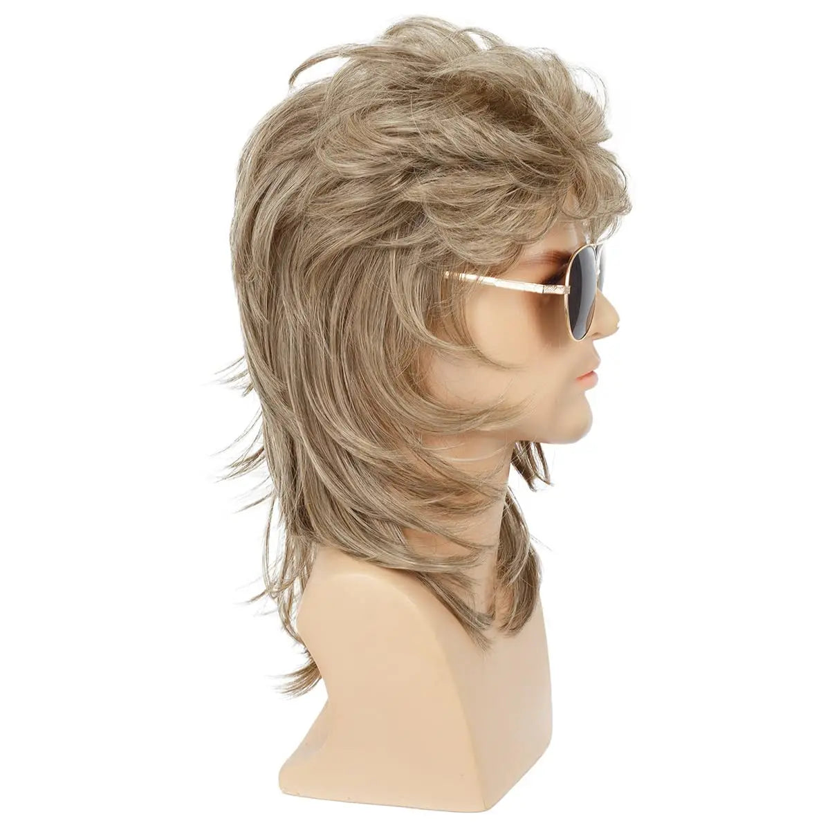 Mullet Wigs for Men Synthetic 70s 80s Costumes Mens Black Fancy Party Accessory Cosplay Hair Wig
