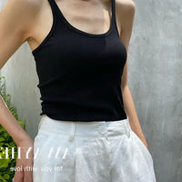 European Style Screw Thread Fitness Tank Top Women's Inner Wear Summer Outer Wear Fine Shoulder Strap Work Shirt Polyester Fiber