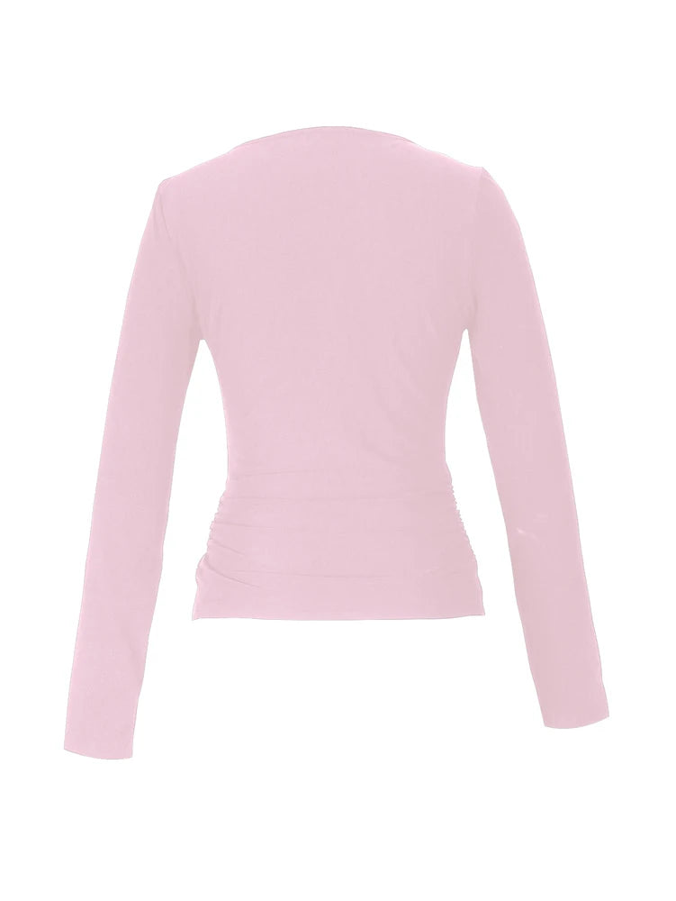 Women's Long Sleeve Tops Casual Scoop Neck Ribbed Knit Slim Fitted Basic Tee Shirts Trendy Spring Outfits