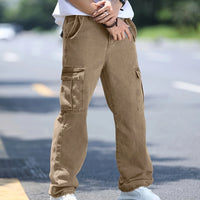 Men's multi pocket denim work pants straight leg denim pants