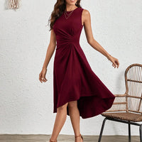 Summer New Women's Dress Fashion Sexy Slim Sleeveless A-line Dress Elegant Simple Office Red Korean Midi Dress For Female Party