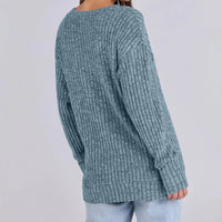 Women's Long Sleeve V-Neck T-Shirt Pit Stripe Milled Fashion Temperament Top