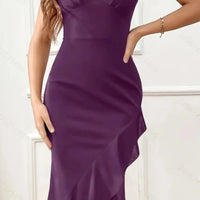 The New Europe and women's dress wrap buttocks swallow tail skirt v-neck slit ruffle dress dress