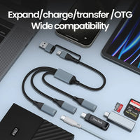 USB Type C HUB Multiple Splitter Adapter OTG Data Transfer 3/2 Port USB Power Charging Hub Cable Connector Adapter