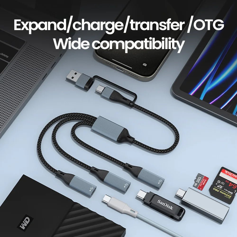 USB Type C HUB Multiple Splitter Adapter OTG Data Transfer 3/2 Port USB Power Charging Hub Cable Connector Adapter