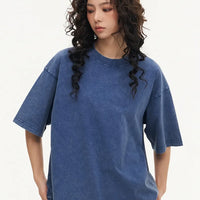 Summer men's washed T-shirt women's cotton loose round neck oversized T-shirt men's Korean Y2k top casual retro