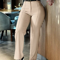 Women's Pants Spring Autumn High Waist Straight Leg Work Pants New Fashion  Solid Long Pants Slim Fit Elegant Pants Female