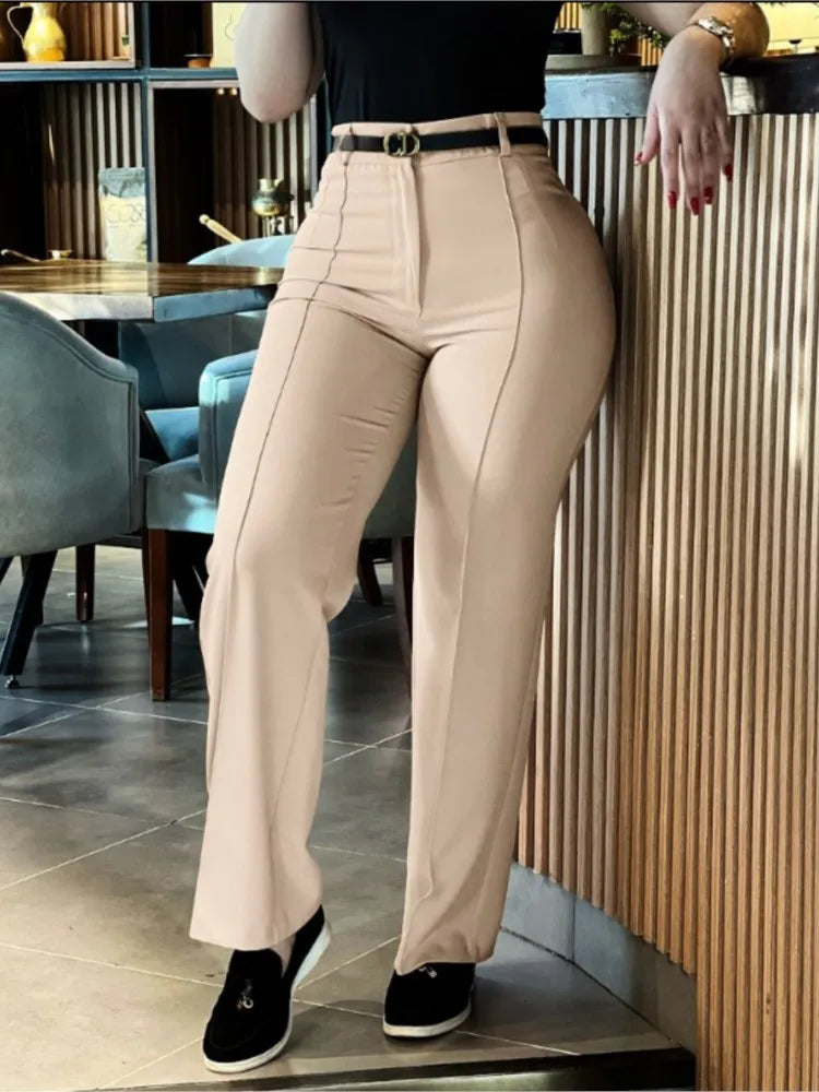 Women's Pants Spring Autumn High Waist Straight Leg Work Pants New Fashion  Solid Long Pants Slim Fit Elegant Pants Female