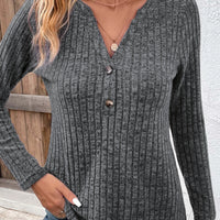 Women's Fashionable V-neck Button Up Top With Pit Stripes