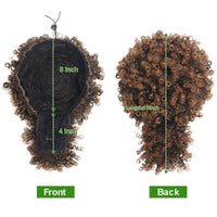 Afro Puff Kinky Curly Hair Updo Ponytail Extension with Bangs Drawstring Ponytail for Women Black, Synthetic Hair Ponytail