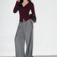 Multicolor Office High-waisted Wide-leg Suit Pants Women's 2025 Autumn Loose and Drape Casual Straight Mopping Trousers