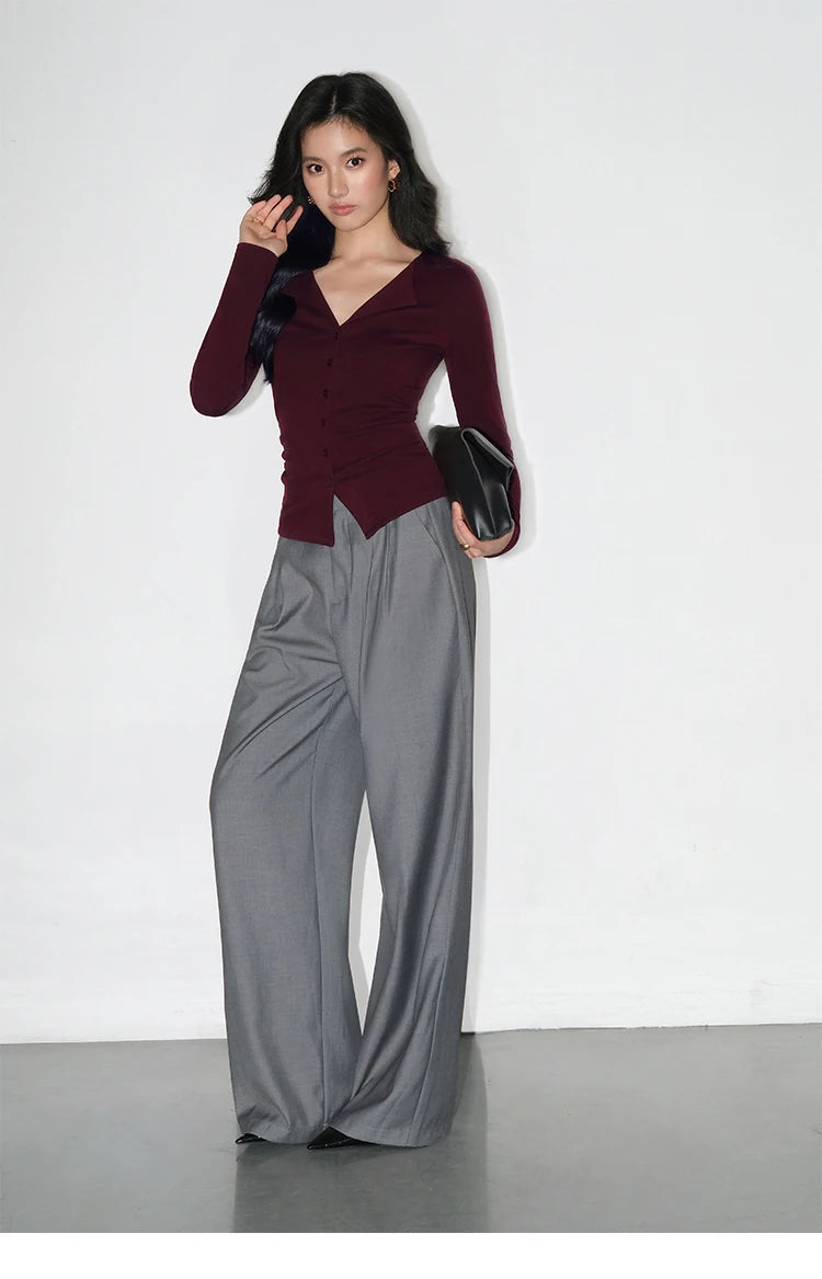 Multicolor Office High-waisted Wide-leg Suit Pants Women's 2025 Autumn Loose and Drape Casual Straight Mopping Trousers