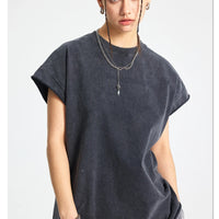 ZODF Trendy Summer Men Batik Washed 275gsm Cotton Tank Tops Unisex Oversized Loose Edge Sleeveless Vests Brand Tees HY1036