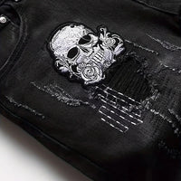 European and American new washed hole Zhangzai trendy fashion jeans