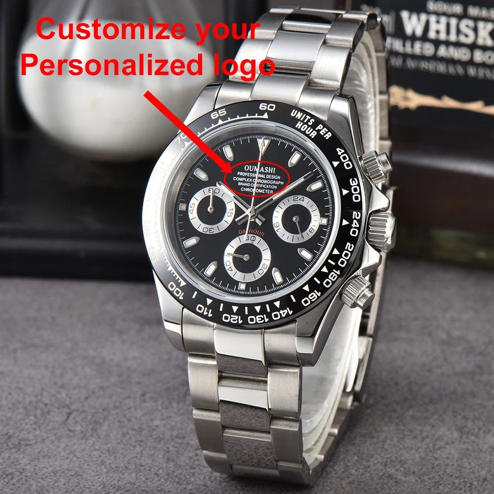 VK63 watch Luxury Men's Watch Sapphire Customizable Multi functional Chronograph Stainless Steel Case Suitable for VK63 Movement