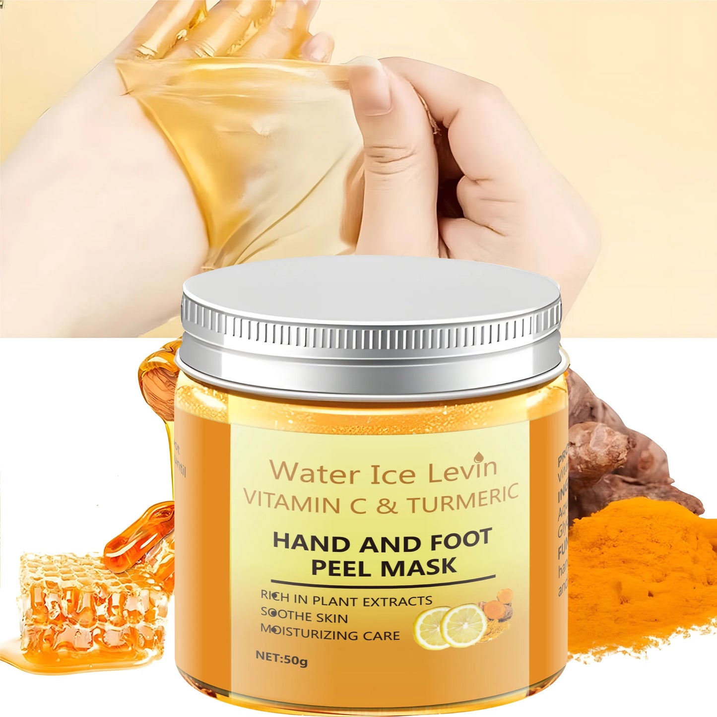 50g Turmeric Vitamin C Hand and Foot Mask, Plant Care, Moisturizing and Moisturizing, Instant Wash, Smooth Repair, Light Skin Nutrition, One Step Fresh Skin