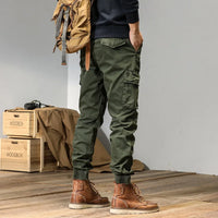 Spring and autumn trendy Cargo pants for men, slim, leggings, ruffian and handsome trousers, American multi bag pants, outdoor v