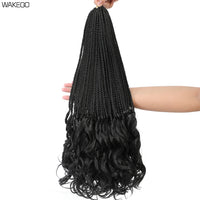 14 18 24 Inch French Curl Box Braids Crochet Hair Ombre Brown to Blonde Prelooped Synthetic French Curls Braiding Hair for Women