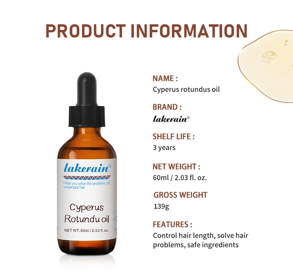 Semi-permanent Cyperus Rotundus Oil Hair Remover Armpit Legs Arms Hair Growth Inhibitor Beauty Skin Care Body Essential Oil