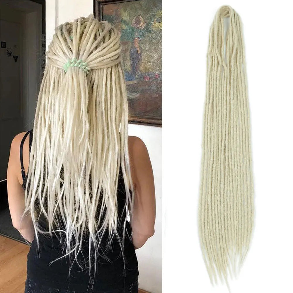 24 inch Synthetic Double Ended Dreadlock Extensions Brownish Blonde Fake Dreads Extensions Reggae Hippie Dreads for Women