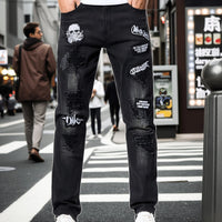 European and American new washed hole Zhangzai trendy fashion jeans