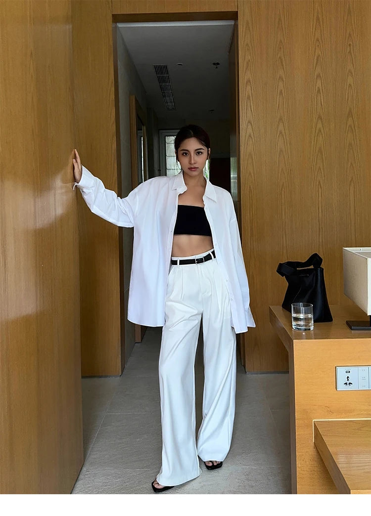 Multicolor Office High-waisted Wide-leg Suit Pants Women's 2025 Autumn Loose and Drape Casual Straight Mopping Trousers