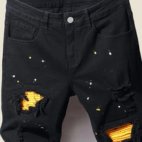 Men's Splash-Ink Patchwork Jeans