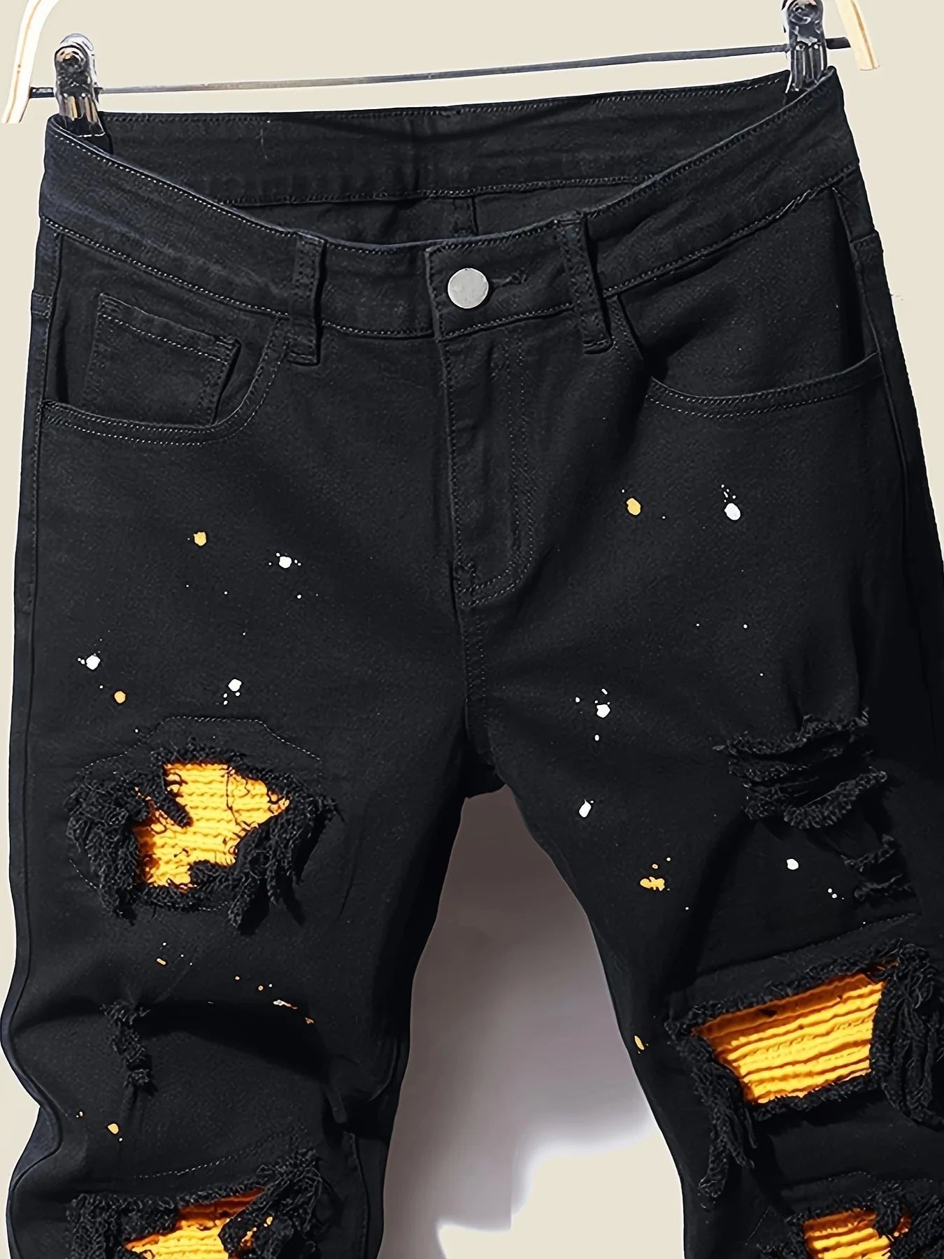 Men's Splash-Ink Patchwork Jeans