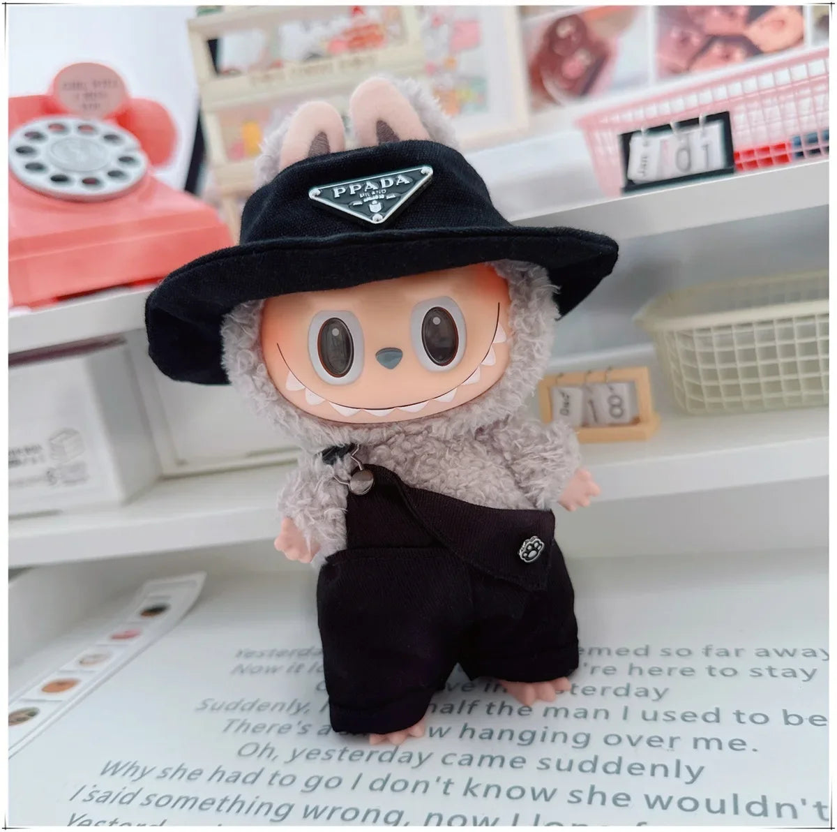 Para 15-17cm Labubu V1 V2 Idol muñeca traje sombrero monos ropa regalo Mini ropa de muñeca de peluche accesorios de atuendo