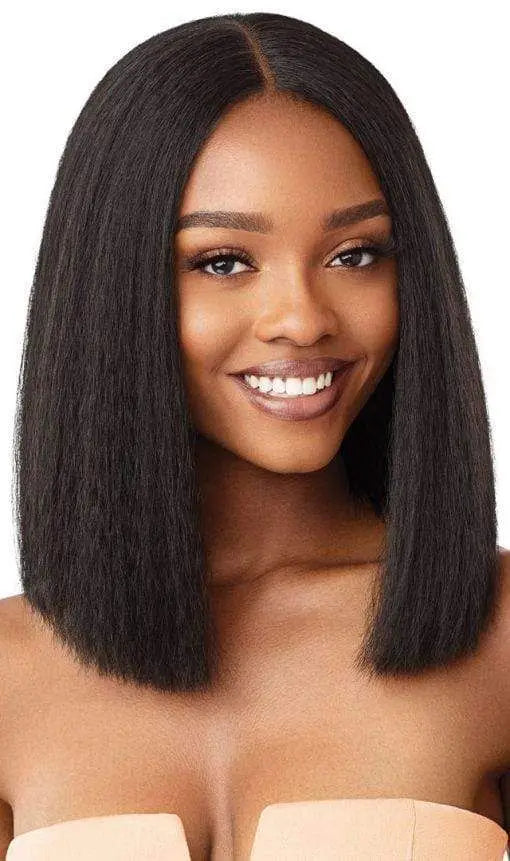 Kinky Straight Short Bob Human Hair Wigs for Women 13x4 Transparent Lace Frontal Peruvain Remy Hair Soft Yaki Straight Bob Wig