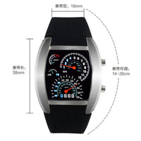 Men’s Fashion Quartz Wristwatch Sports Aviation LED Electronic Watch Fan Racing Dashboard Creative Male Digital Watch for Men