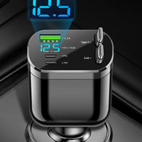 Elough Retractable Car Charger 5 in 1 Fast Charging Car Charger Retractable Cable 2 type c Ports Car Charger Adapter Compatible