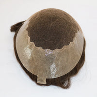 Q6  Swiss Lace Front&Pu Natural Hairline 1B40 1B65 Gray Black Men Toupee 24mm Curly Male Wigs Ash Blonde Human Hair Prosthesi