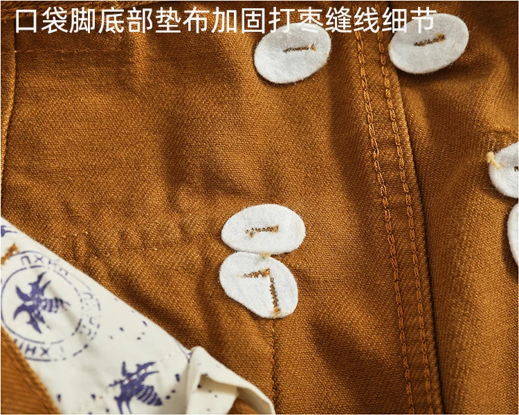 Retro Heavyweight Minimalist Workwear Pants Men's Loose Straight Leg Casual 100% Cotton Twill Woven 3D Stand Cut Tapered Pants