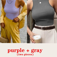 Women's Corset Summer 100% Cotton Crop Top Y2k Knitted Camis O Neck Knit Camisole Sleeveless Vest Solid Slim Tank Tops Women