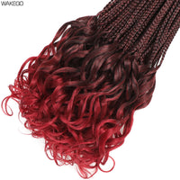 14 18 24 Inch French Curl Box Braids Crochet Hair Ombre Brown to Blonde Prelooped Synthetic French Curls Braiding Hair for Women