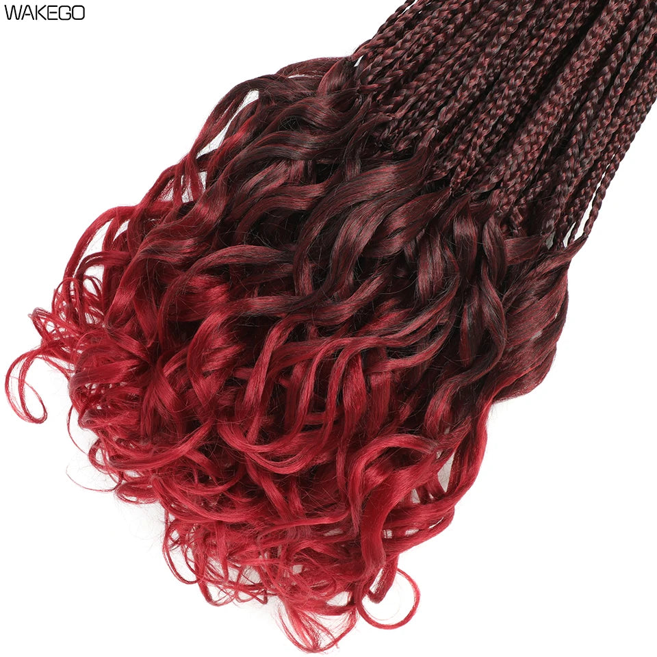 14 18 24 Inch French Curl Box Braids Crochet Hair Ombre Brown to Blonde Prelooped Synthetic French Curls Braiding Hair for Women