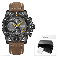 MEGIR Casual Watch Men Top Brand Luxury Chronograph Quartz Wristwatch Leather Strap Army Sport Watches Relogios Masculio 2130
