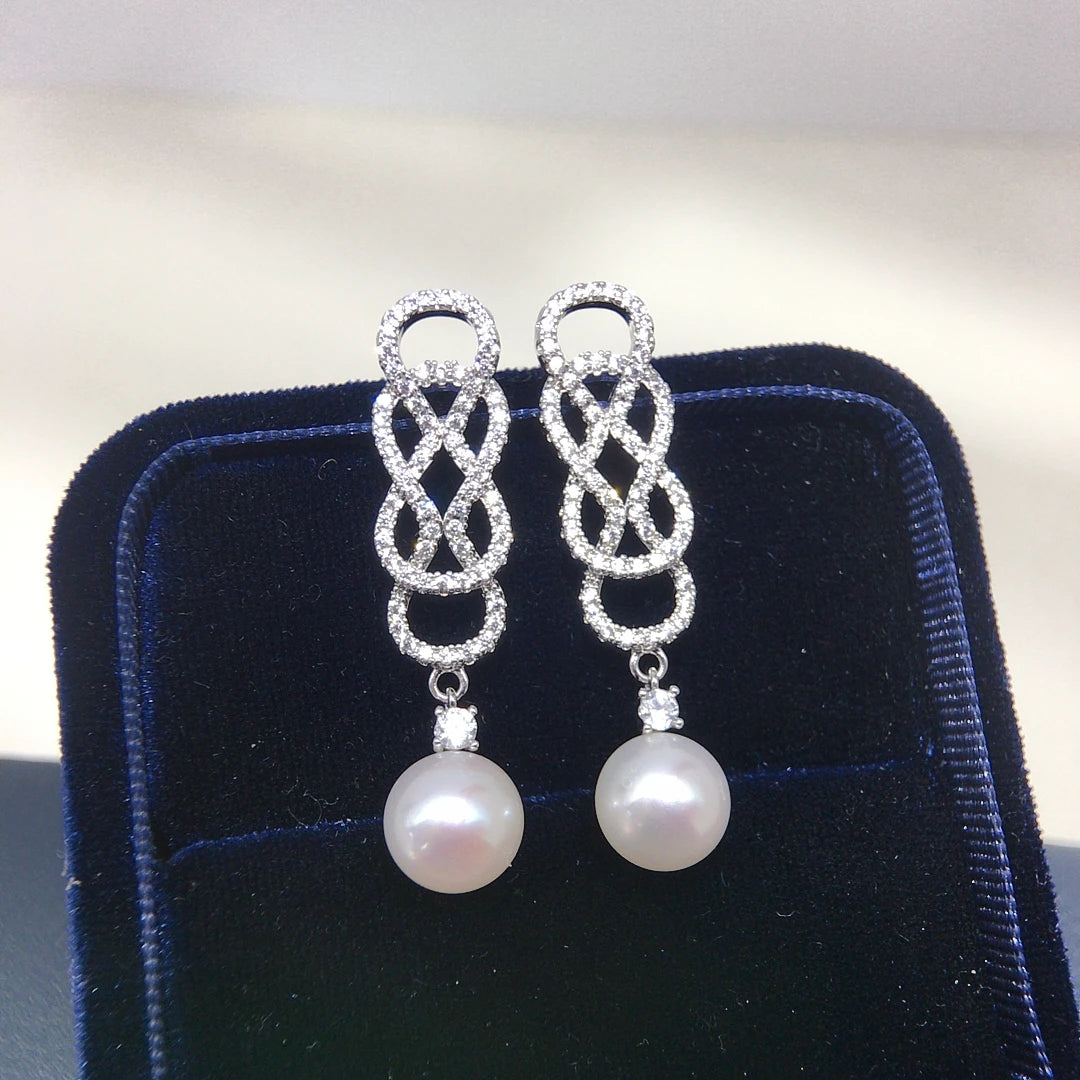 Freshwater Pearl Earring Celebrity Style Premium Jewelry Inlaid Sparkling Zircon Entangle Banquet Elegant Wedding Gift For Woman