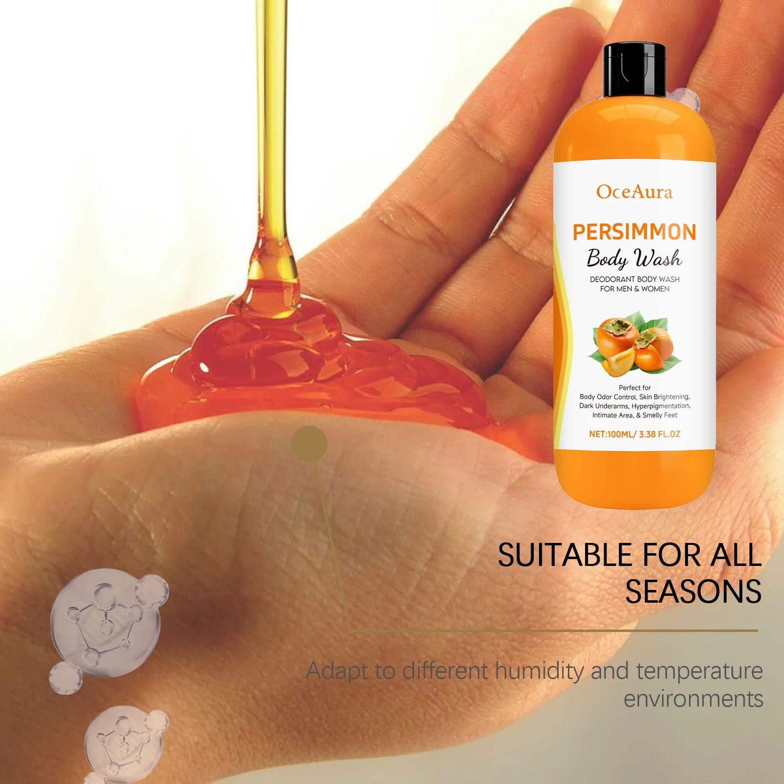 Persimmon Body Wash Remove Dirt Sweat Eliminating Odor Oil Control Exfoliating Smoothing Softening Lasting Aroma Foam Shower Gel
