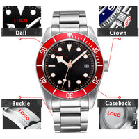 Custom Logo Diy NH35 Movement 1612 Luxury 41mm Biwan Business Men Watches Automatic Mechanical Date Diving Waterproof Glow Watch