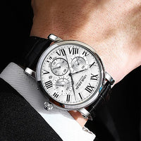 Fashion Mens Watches Top Brand Luxury Genuine Leather Strap Quartz Men's Watch Business Casual Date Chronograph Watch Men