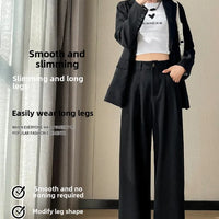 High Waist Slim Fit Straight Leg Suit Pants Wide Leg Casual Trousers Women's Autumn New Arrival Red Color Business Office Wear