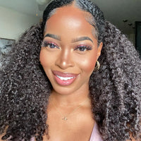 Kinky Curly V Part Wig Human Hair No Leave Out Thin Part Malaysian Hair Wigs for Women 250 Density Afro Curly V/U Part Wig 100%