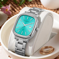 Japanese Movement Square Fashion Stainless Steel Strap Original Business Style Silver Black Waterproof 3Bar Quartz Watch for Men