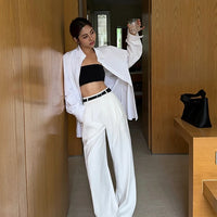 Multicolor Office High-waisted Wide-leg Suit Pants Women's 2025 Autumn Loose and Drape Casual Straight Mopping Trousers