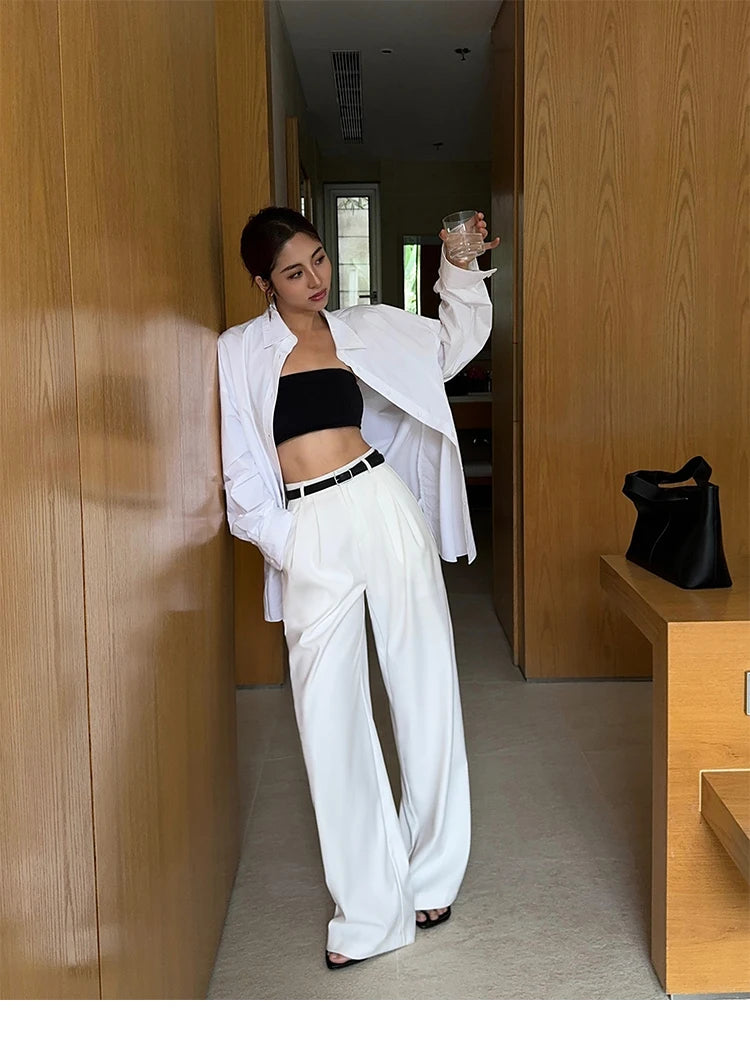 Multicolor Office High-waisted Wide-leg Suit Pants Women's 2025 Autumn Loose and Drape Casual Straight Mopping Trousers